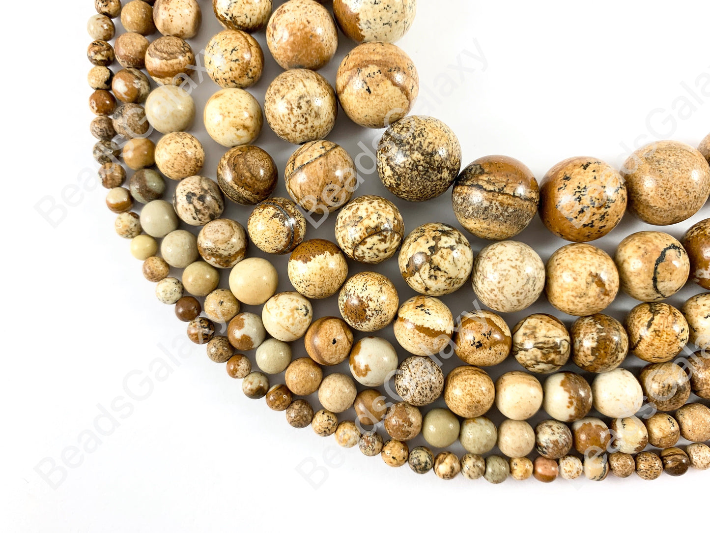 Picture Jasper Genuine Grade AAA Round Smooth Shiny Natural Gemstone Beads 14"- 15"