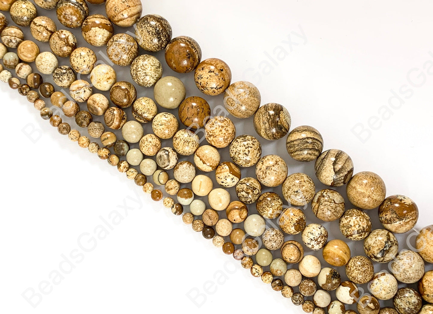 Picture Jasper Genuine Grade AAA Round Smooth Shiny Natural Gemstone Beads 14"- 15"