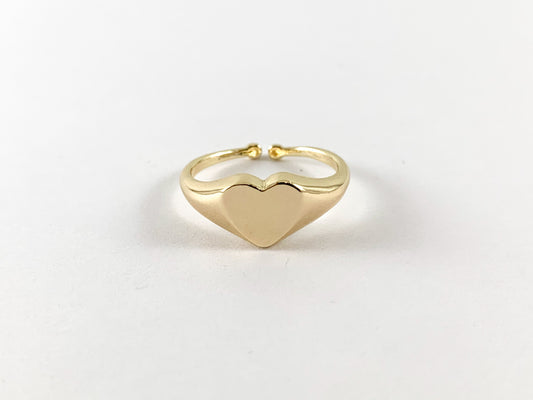 Real Gold 18K Plated Copper Heart Adjustable Ring 4pcs