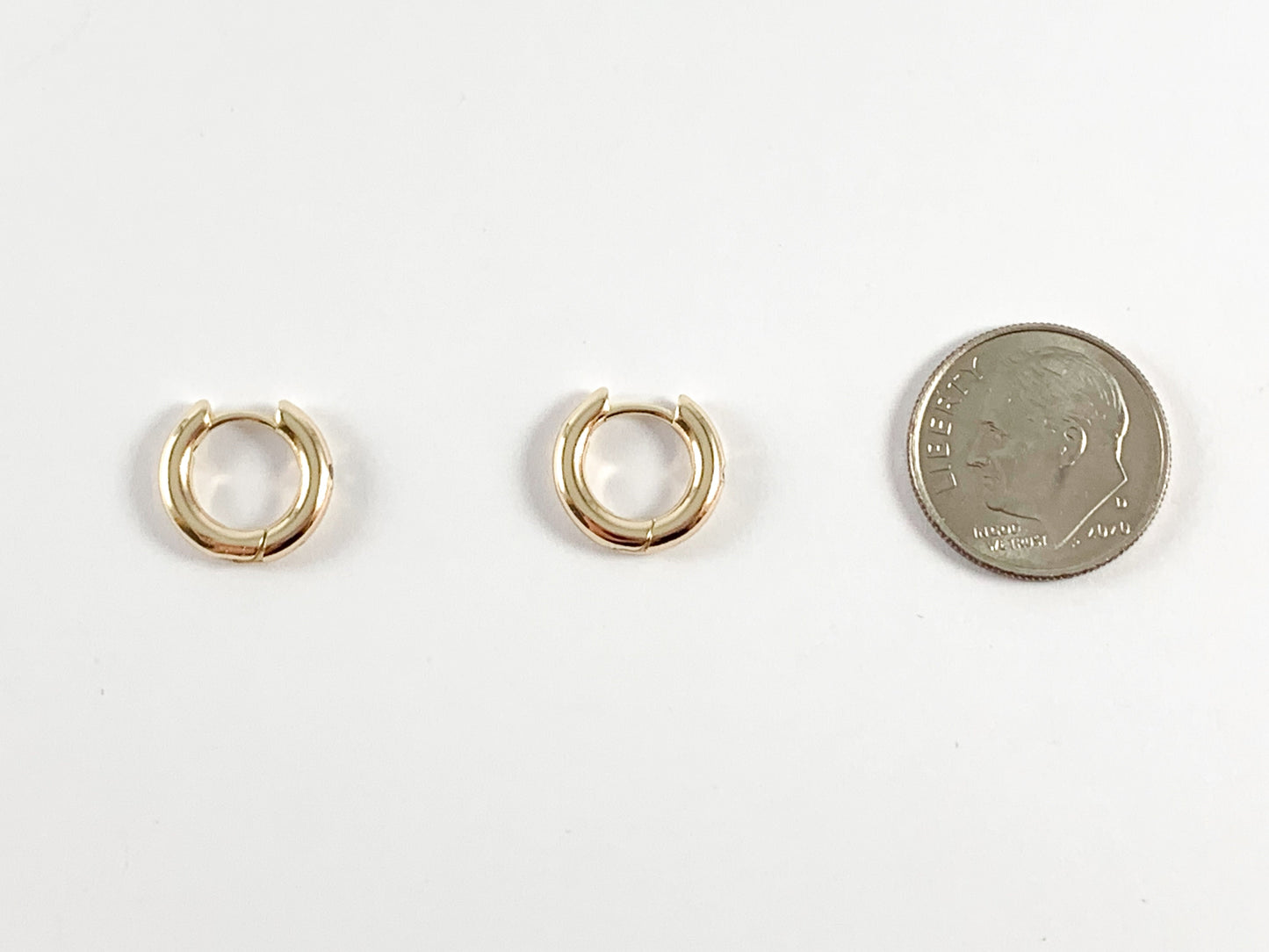 Real Gold 18K Micro CZ Pave Simple Earring Hoop Huggies Earrings 12mm 5 pairs