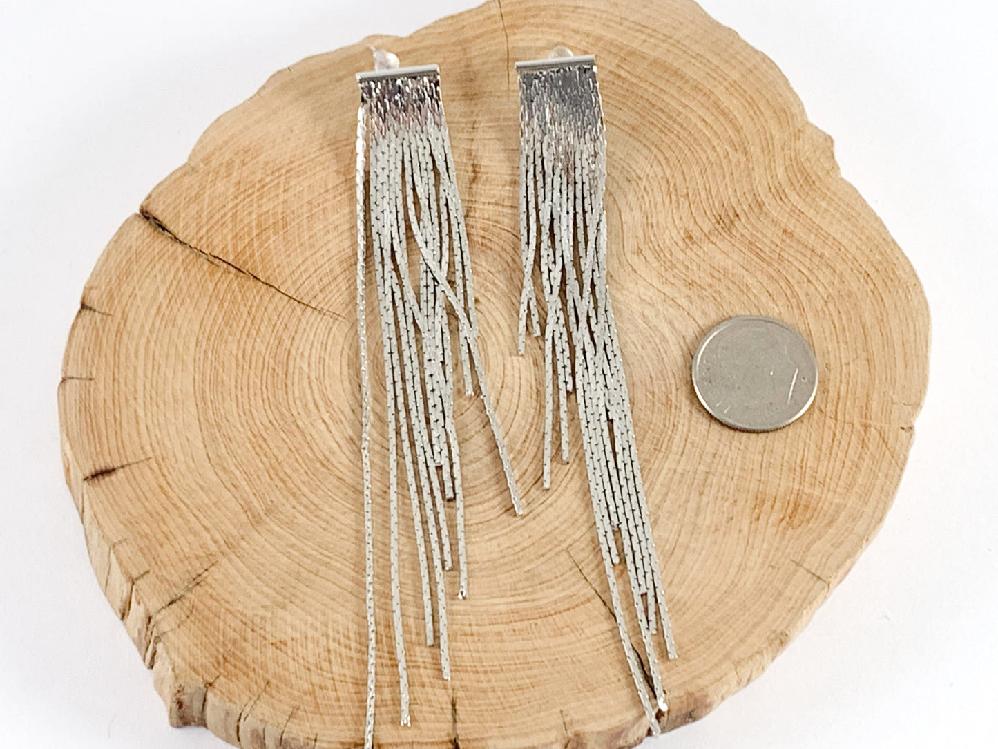 Glamorous fringe Straight Tassel Earrings in 18K Gold or Silver Plated over Copper 1 pair