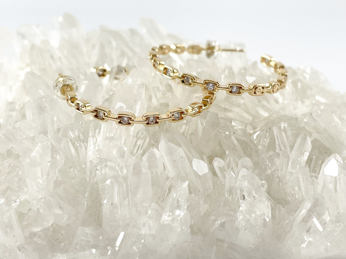 18K Gold and Platinum Plated Dainty Cubic Zirconia Earring Hoop Over Copper 3 pairs