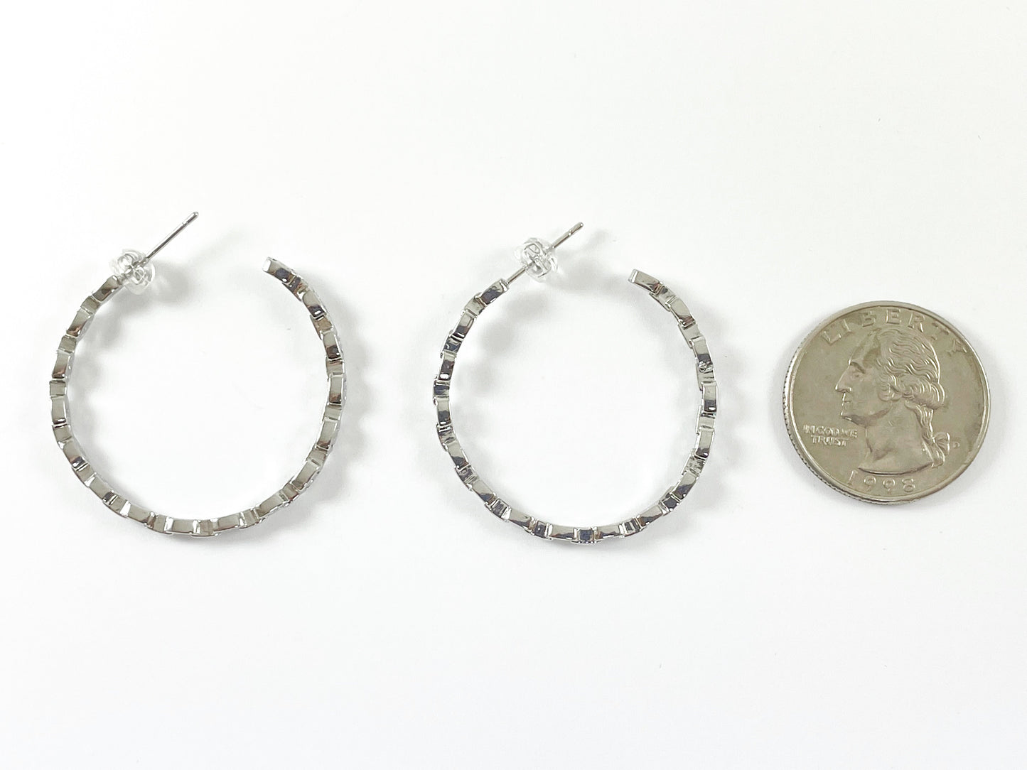 18K Gold and Platinum Plated Dainty Cubic Zirconia Earring Hoop Over Copper 3 pairs