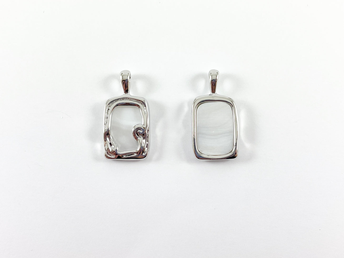Real Gold/Silver Plated 18K Rectangle Shell Charm/Pendant Over Copper 6 pcs