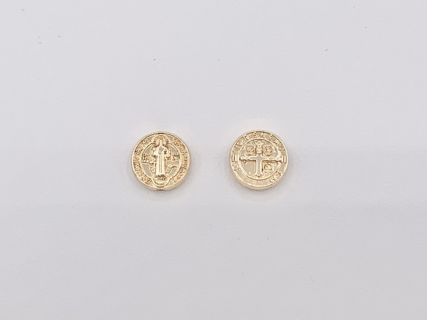 Gold St. Benedict Patron Saint Spacer Beads Religious Rosary Catholic Jewelry Beading Findings Supplies in 18k Gold Plating Around 10mm 20 pcs