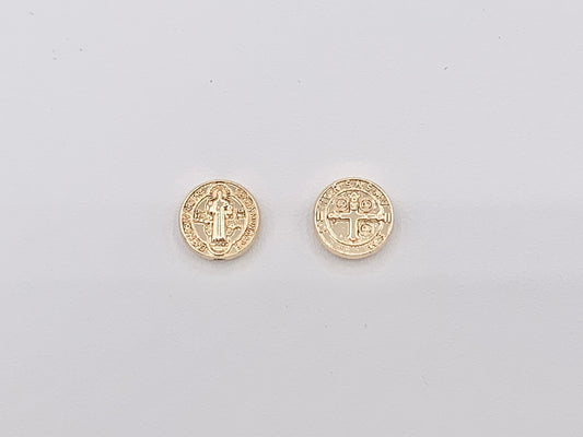 Gold St. Benedict Patron Saint Spacer Beads Religious Rosary Catholic Jewelry Beading Findings Supplies in 18k Gold Plating Around 10mm 20 pcs