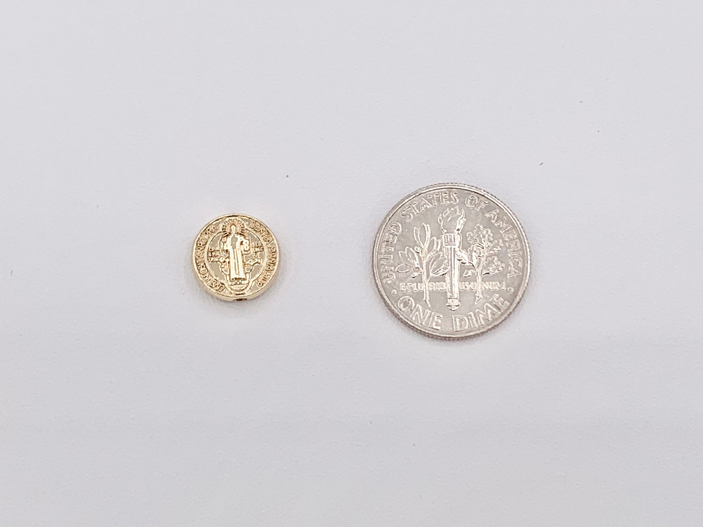 Gold St. Benedict Patron Saint Spacer Beads Religious Rosary Catholic Jewelry Beading Findings Supplies in 18k Gold Plating Around 10mm 20 pcs