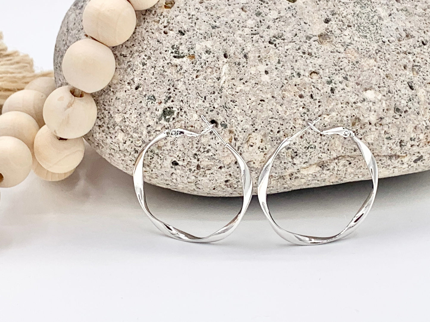 Gold Silver Wavy Ribboned Earring Hoops in 18K Gold or Silver Plated Twisted Ribbon Wavy Hoop Earring Over Copper 3 pairs