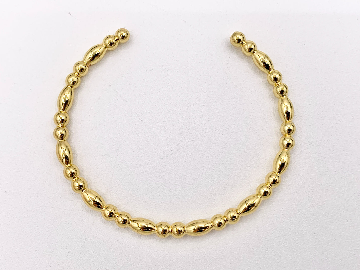 Minimalist Rice Shape Bracelet Cuffs in Real Gold 18K Plated Copper 3 pcs