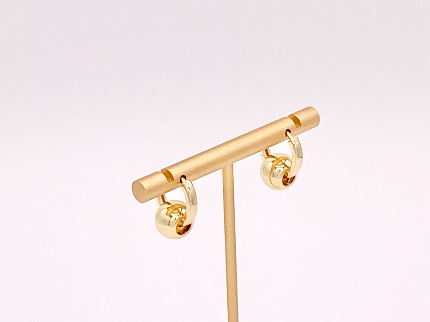 Real Gold/Platinum 18K Plated High Polished Large Hole Bead Dangle Earring Huggies 3 pairs