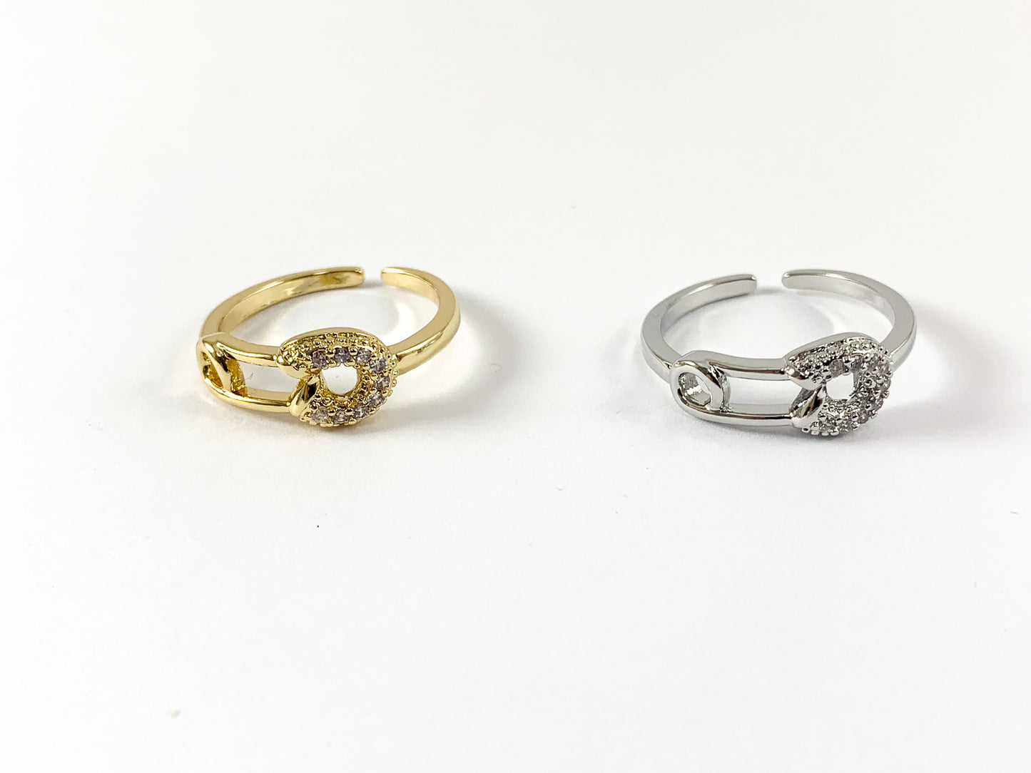 Real Gold 18K Plated Safety Pin Adjustable Ring 5pcs