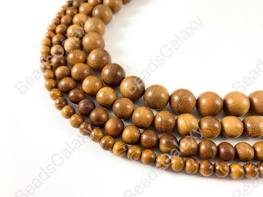 Sandalwood Round Smooth Natural Beads 15"-16"
