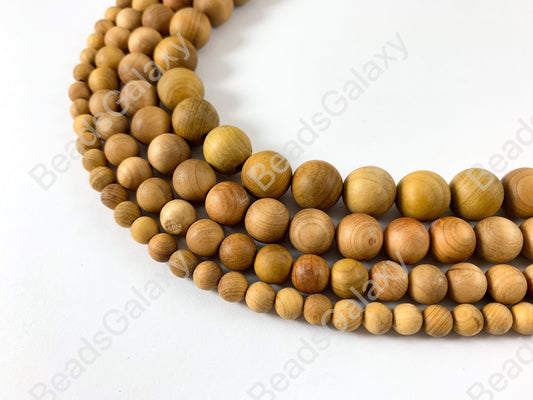 Sandalwood Round Smooth Natural Beads 15"-16"