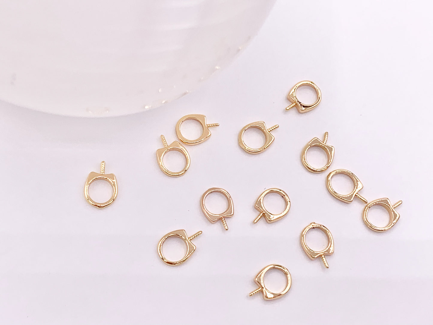 Tiny Eye Pin Closed Ring Screw Findings Earring Pin Bail Pin in 18K Gold Plated Copper 20pcs
