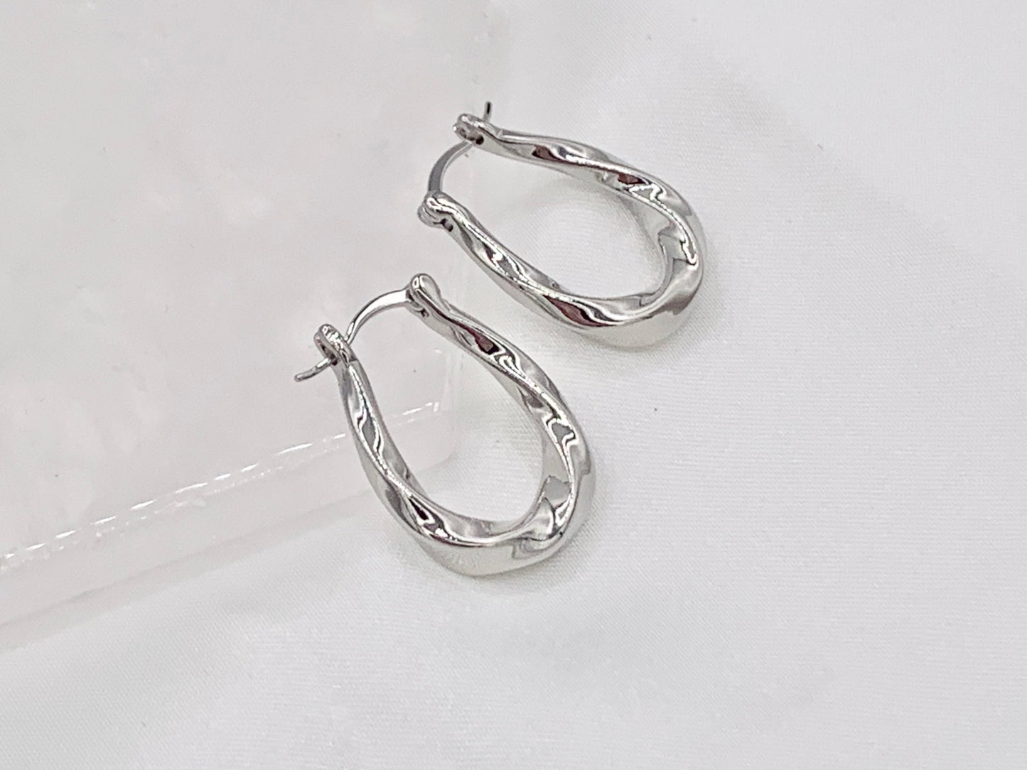 Simple Twisted Roped Teardrop Hoop Earring in Real 18K Gold/Silver Plated Over Copper 3 pairs
