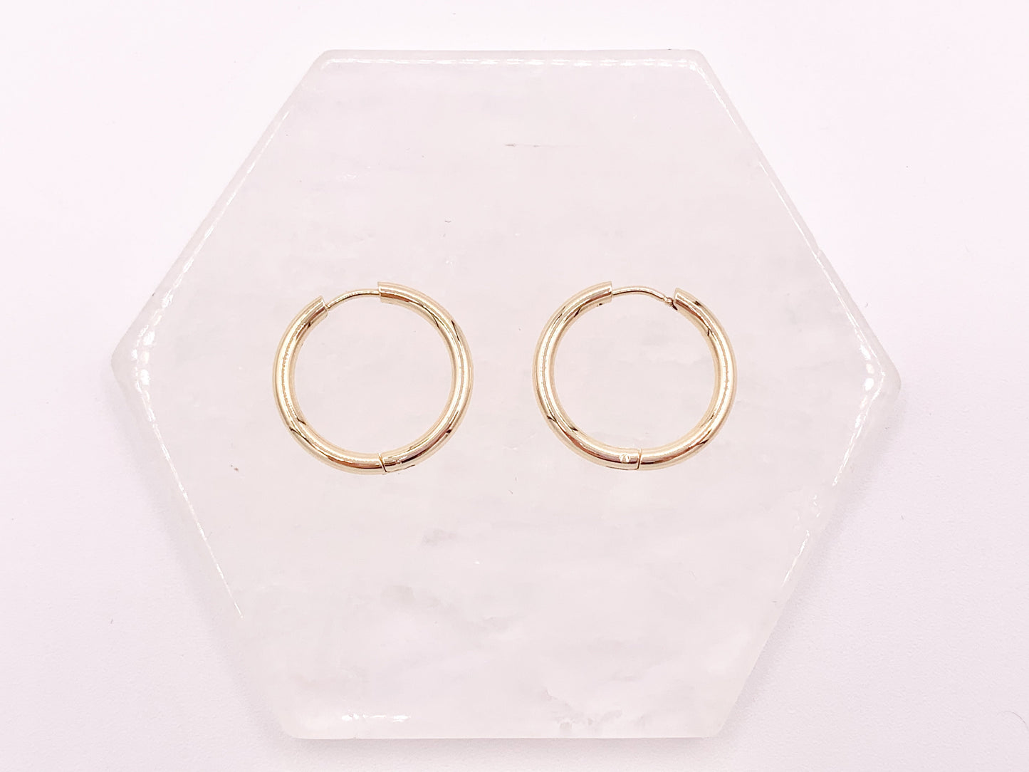 18K Gold Plated Simple Every Day Minimalist 23mm Hoop Huggie Earring Over Copper 5 pairs