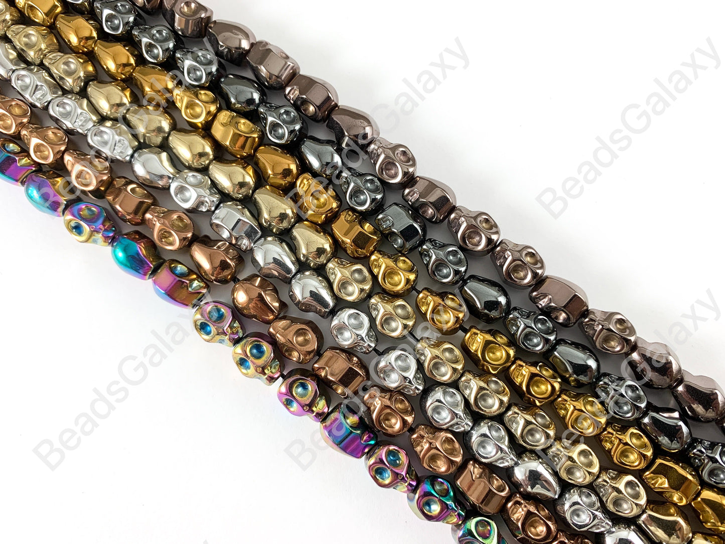 Hematite Skull Beads Around 15"-16"