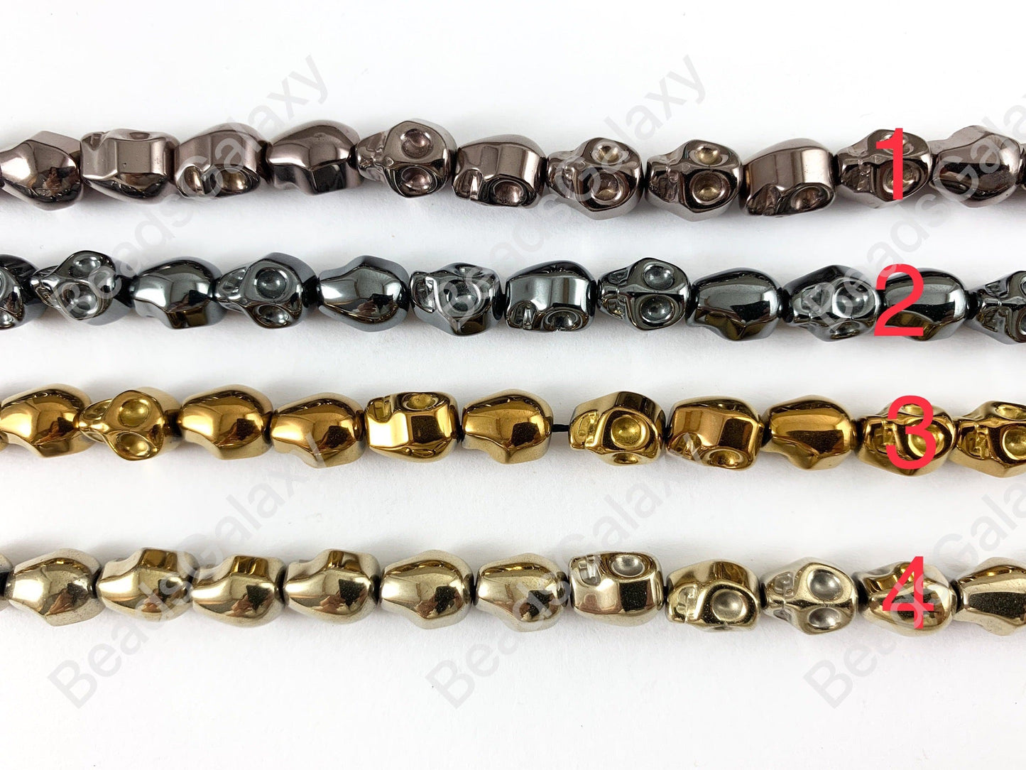 Hematite Skull Beads Around 15"-16"