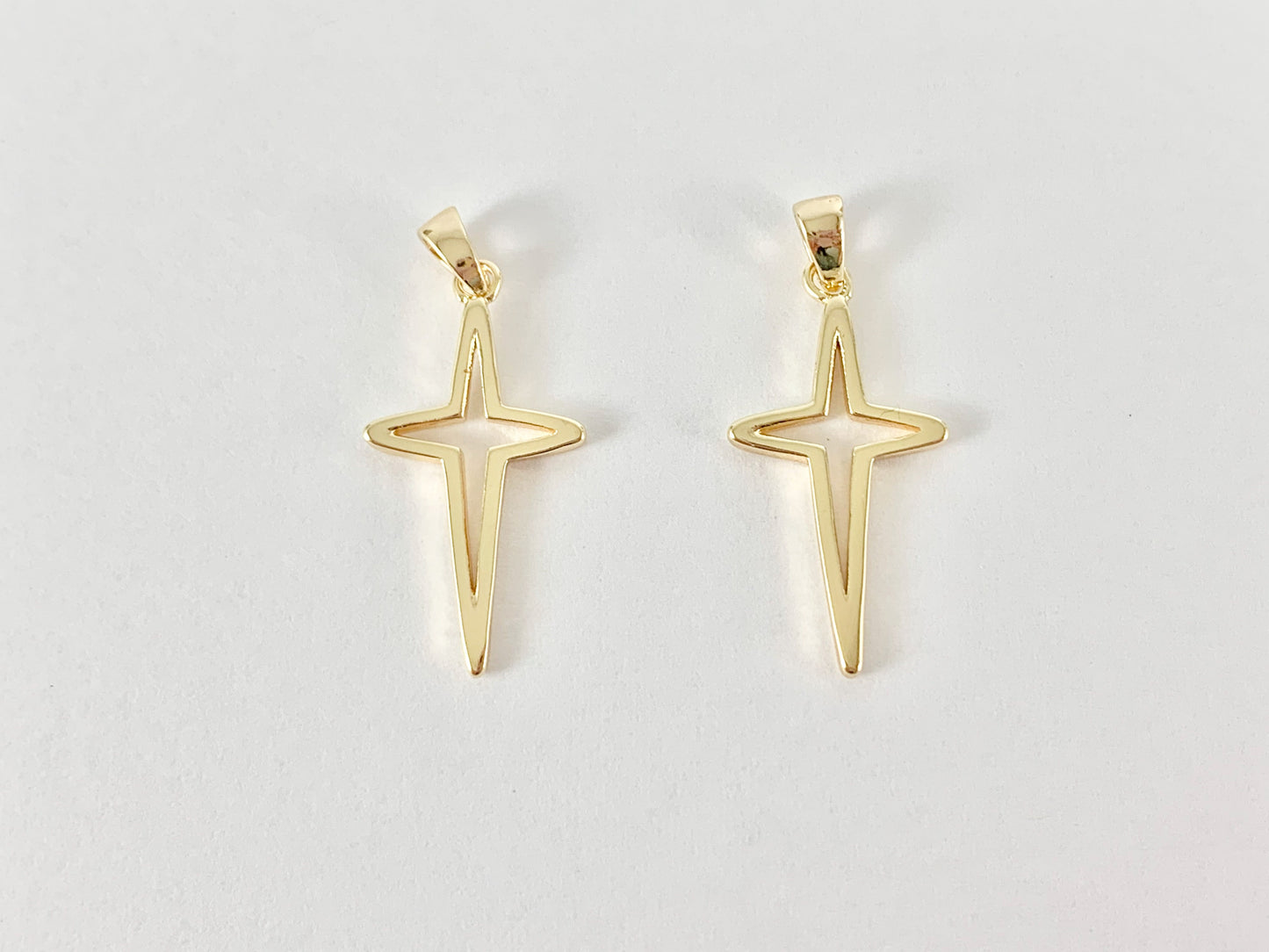 Gold Plated Cross Charms Pendants in 18K gold plated Copper 10pcs