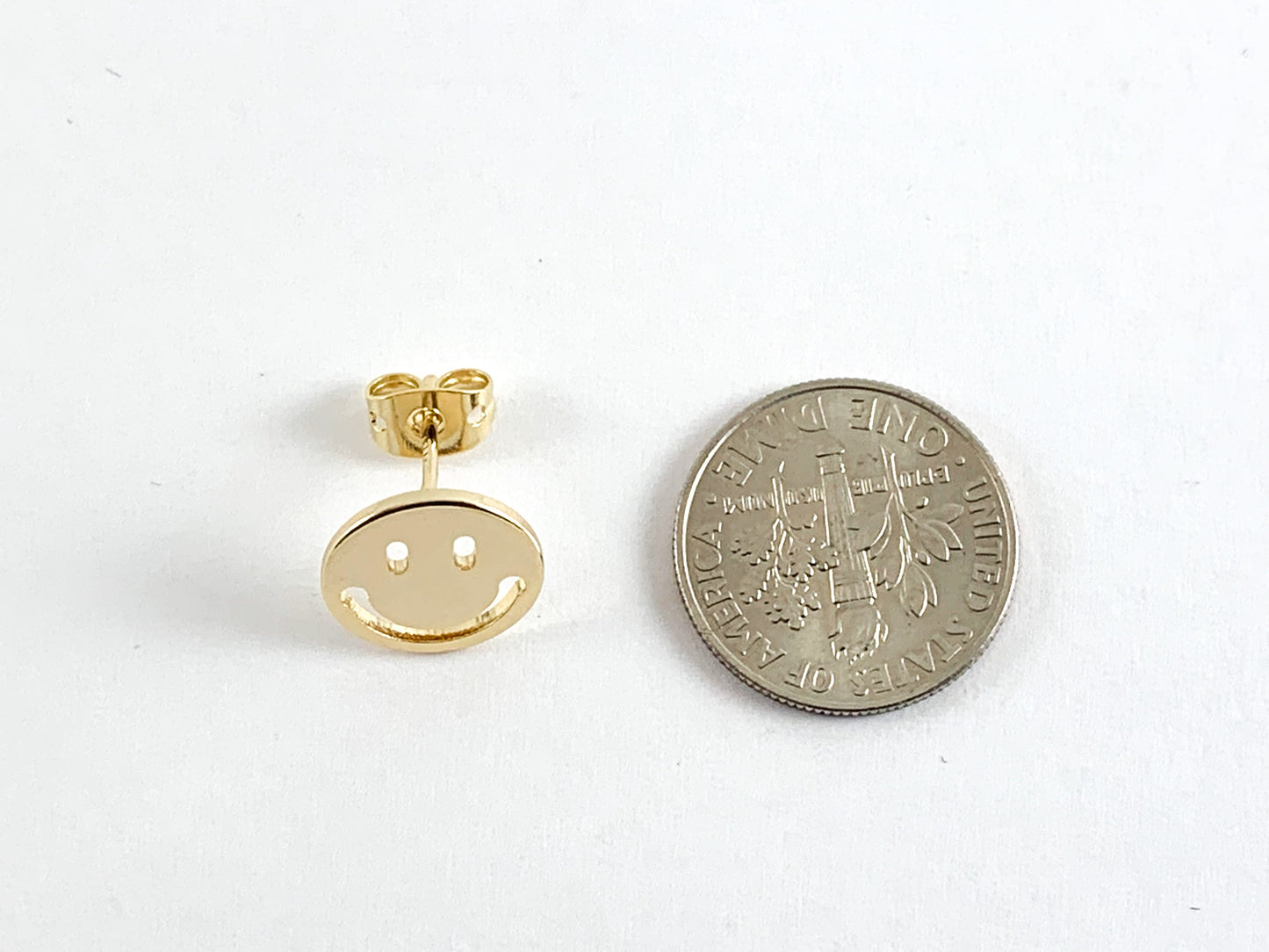 Real 18K Gold Plated Smiley Face Earring Component Over Brass 5pairs