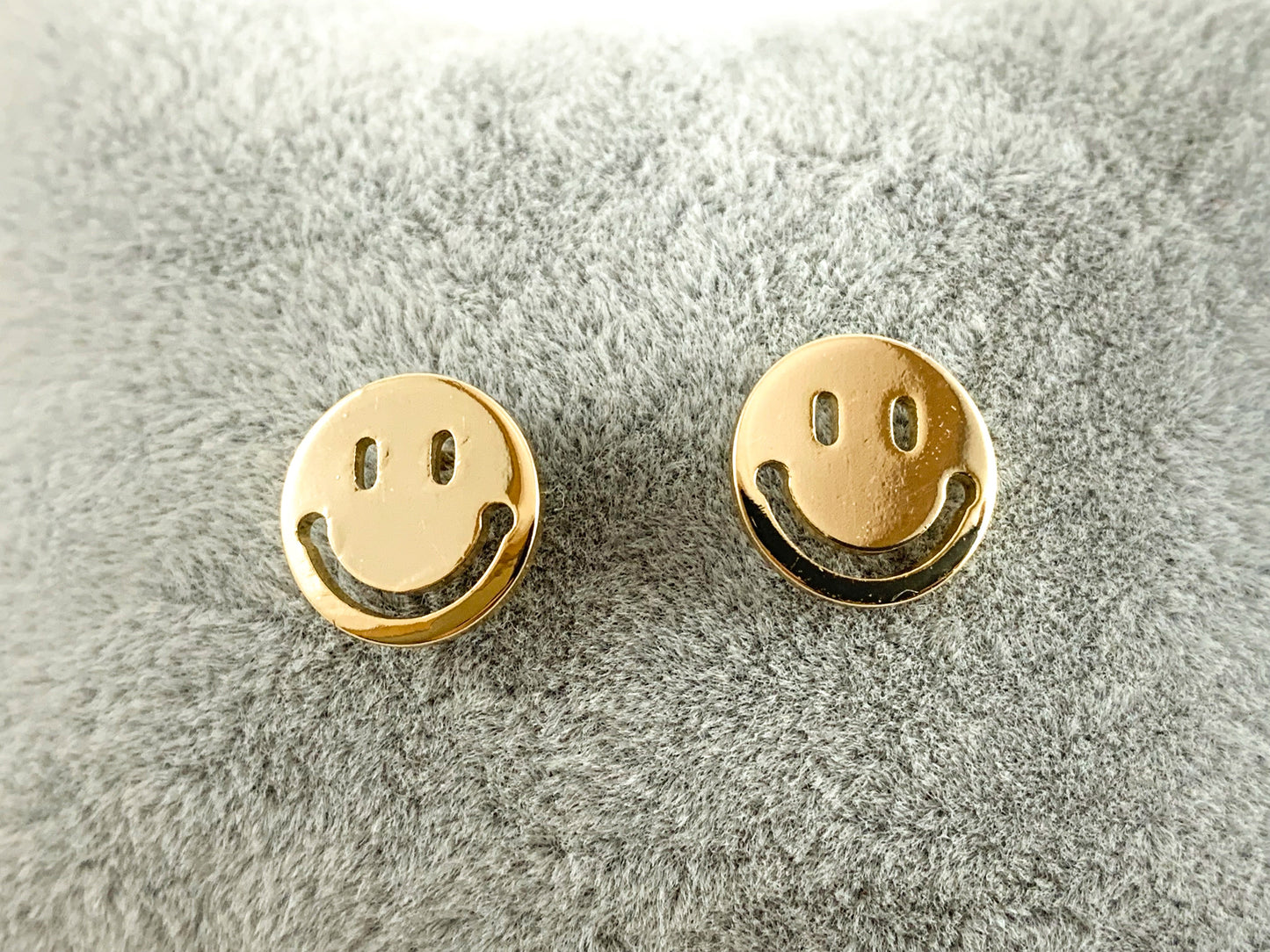Real 18K Gold Plated Smiley Face Earring Component Over Brass 5pairs