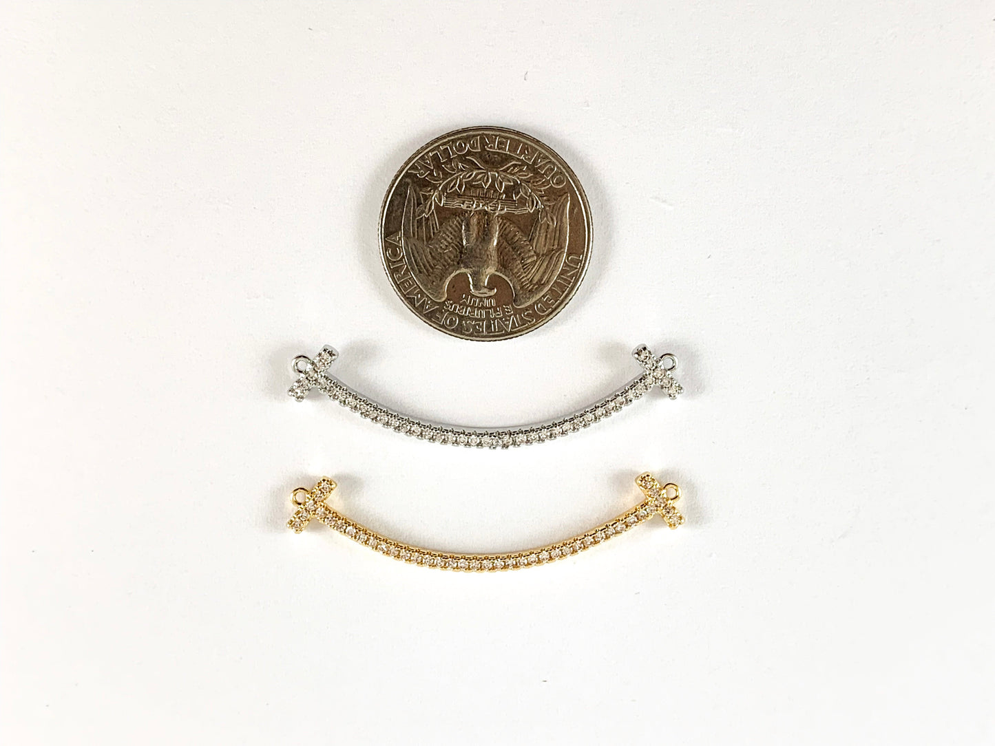 Real Gold Plated 18K Micro CZ Pave Smiley Face Connector Over Brass 6pcs
