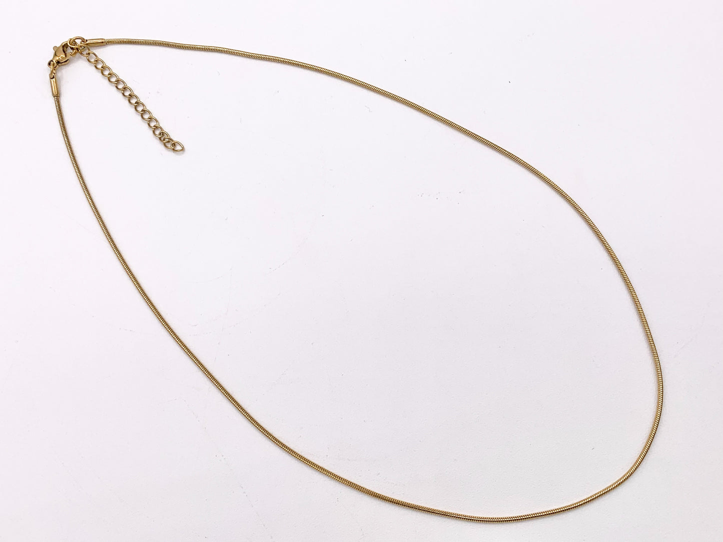 Delicate Round Snake Chain 1mm Necklace Gold Plated Stainless Steel Dainty Flexible Minimalist Finished Necklace 17" with Extension Link 5pcs