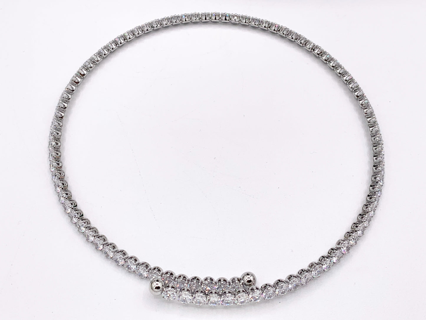 Solitaire Tennis Choker Flexible 18K Gold/Platinum Plated Minimalist Fancy Round Solitaire Tennis Choker 2 pcs