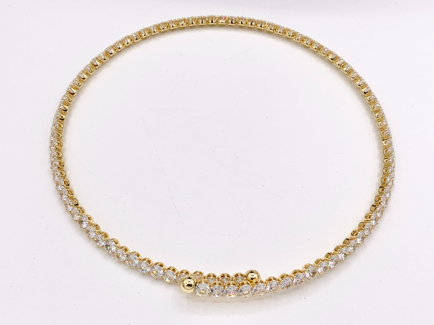 Solitaire Tennis Choker Flexible 18K Gold/Platinum Plated Minimalist Fancy Round Solitaire Tennis Choker 2 pcs