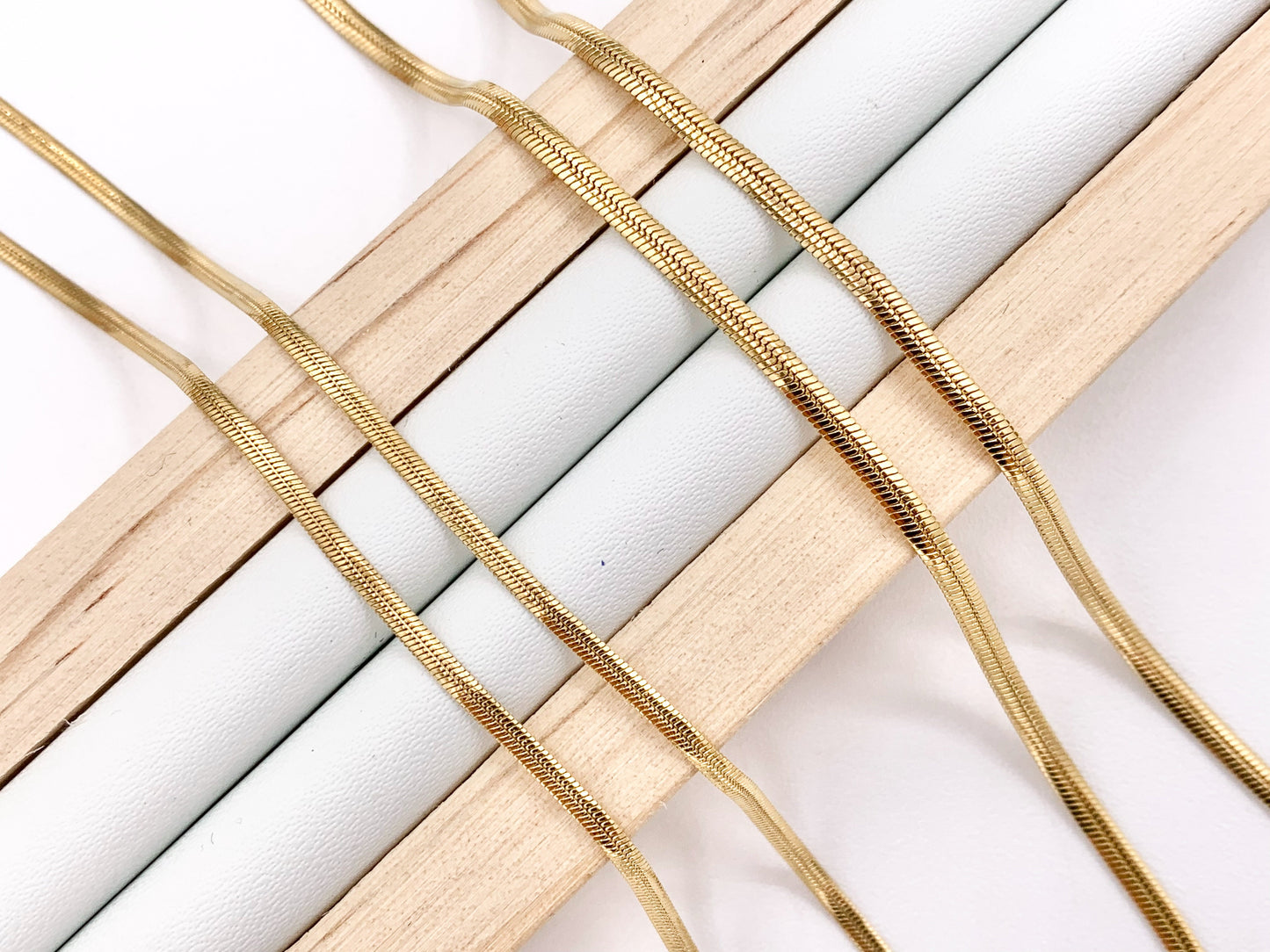 Delicate Herringbone Necklace Gold Plated Stainless Steel Dainty Flexible Minimalist Finished Necklace 17" with Extension Link 5 pcs