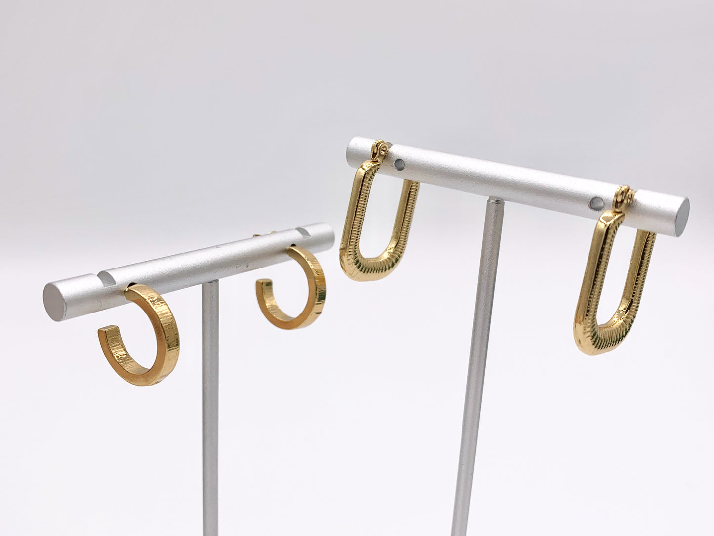 Stainless Steel Round Hoops Hinge Back Earrings in 18K Gold plated Stainless Steel 3-4 pairs