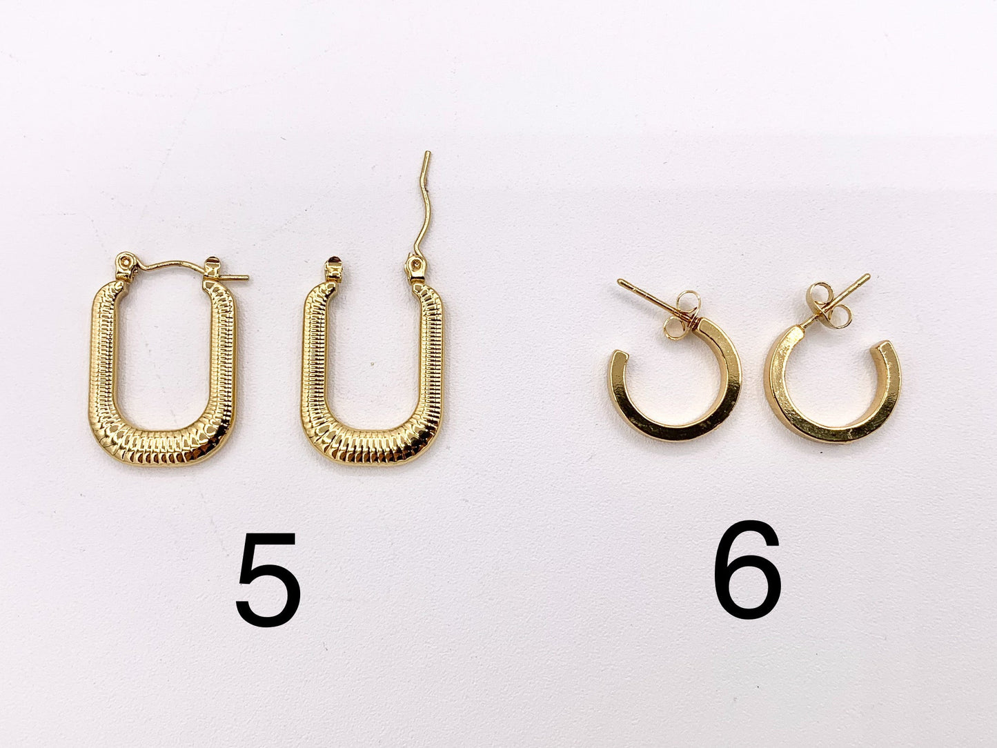 Stainless Steel Round Hoops Hinge Back Earrings in 18K Gold plated Stainless Steel 3-4 pairs