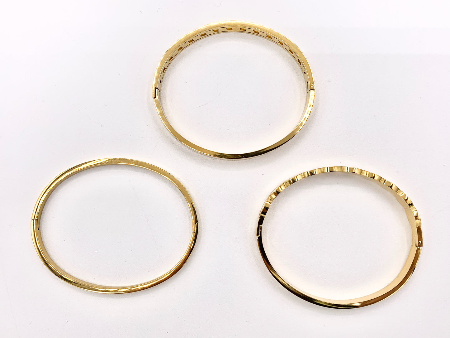 7 " Stainless Steel Bracelets Twist Plain Braided Close Bangles in 18K Gold plated Stainless Steel 2 pcs