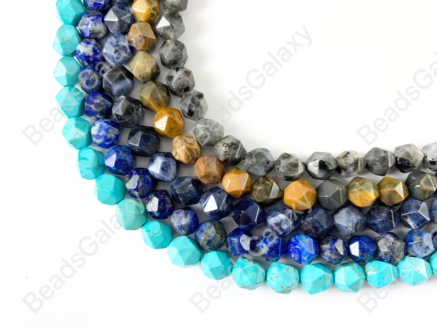 8mm Hand cut Gemstones Star cut Faceted Natural Gemstone Beads Around 15"