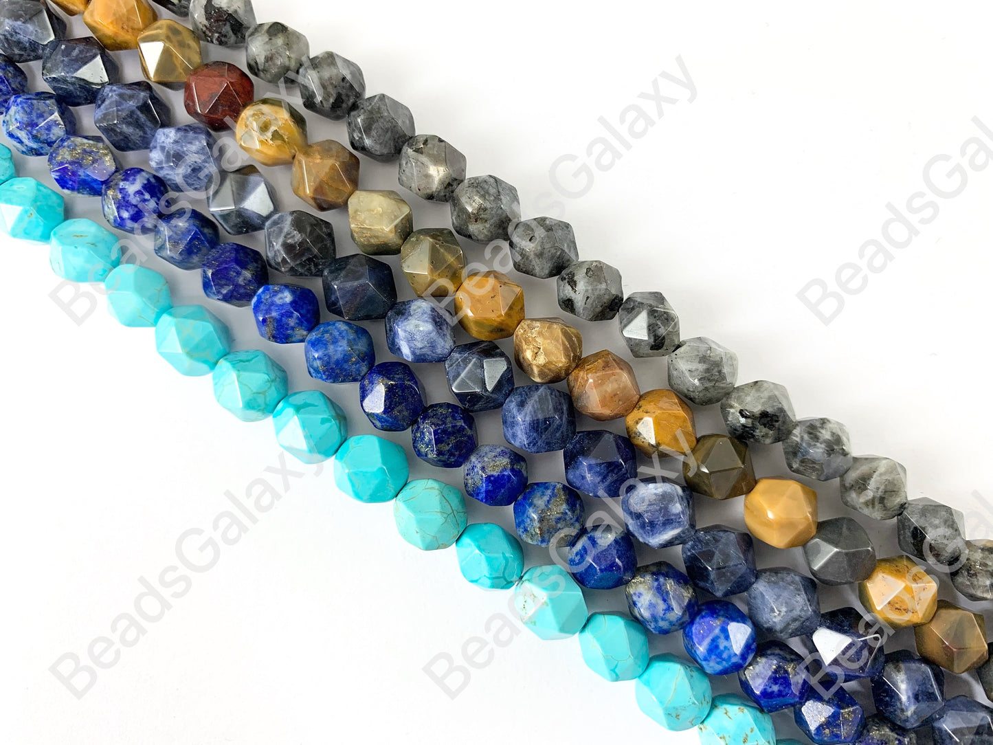 8mm Hand cut Gemstones Star cut Faceted Natural Gemstone Beads Around 15"