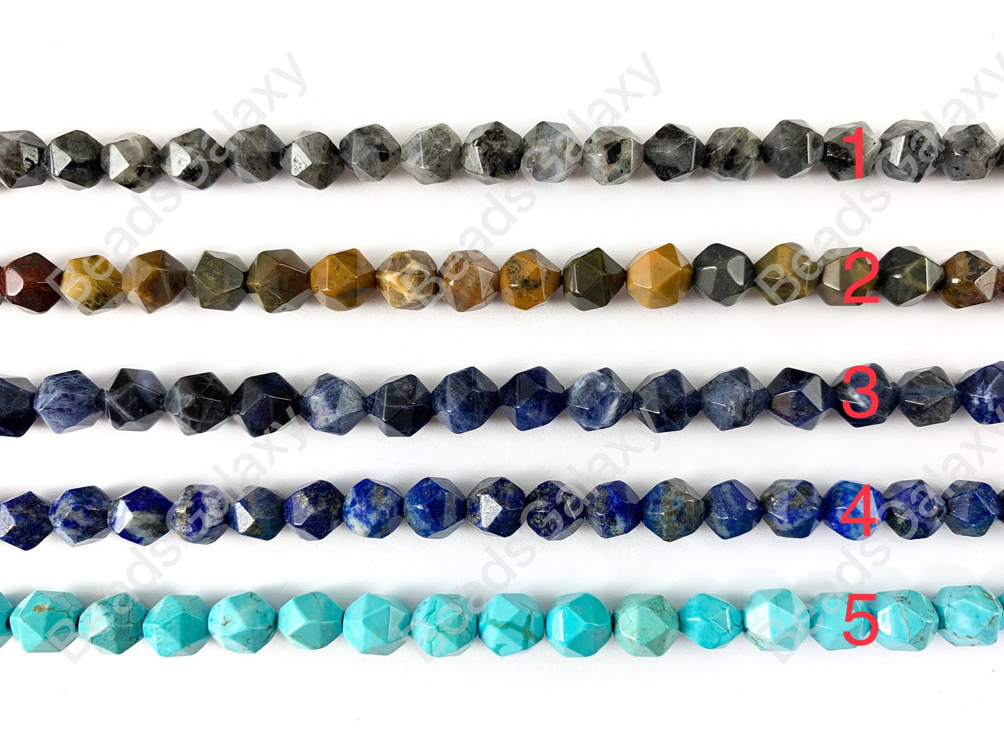 8mm Hand cut Gemstones Star cut Faceted Natural Gemstone Beads Around 15"