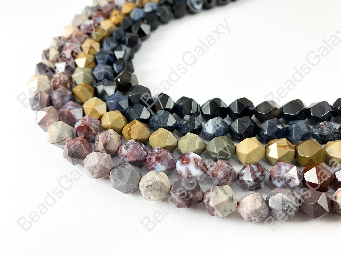 10mm Hand Cut Gemstones Star cut Faceted Natural Gemstone Beads Around 15"