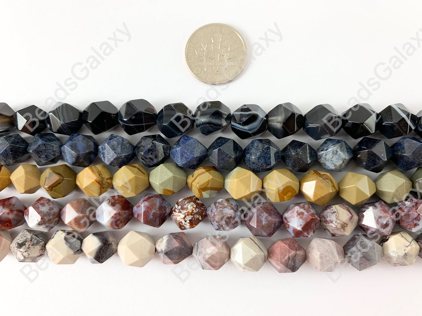 10mm Hand Cut Gemstones Star cut Faceted Natural Gemstone Beads Around 15"