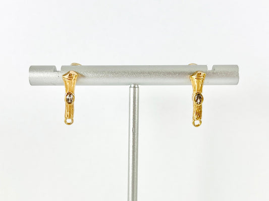 Gold Branch with CZ Pave Earring Stud Component Over Copper 5 pairs