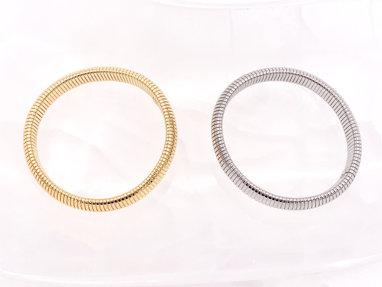 Real Gold/Platinum 18K Plated Copper Stretchy Bracelets 1 pc