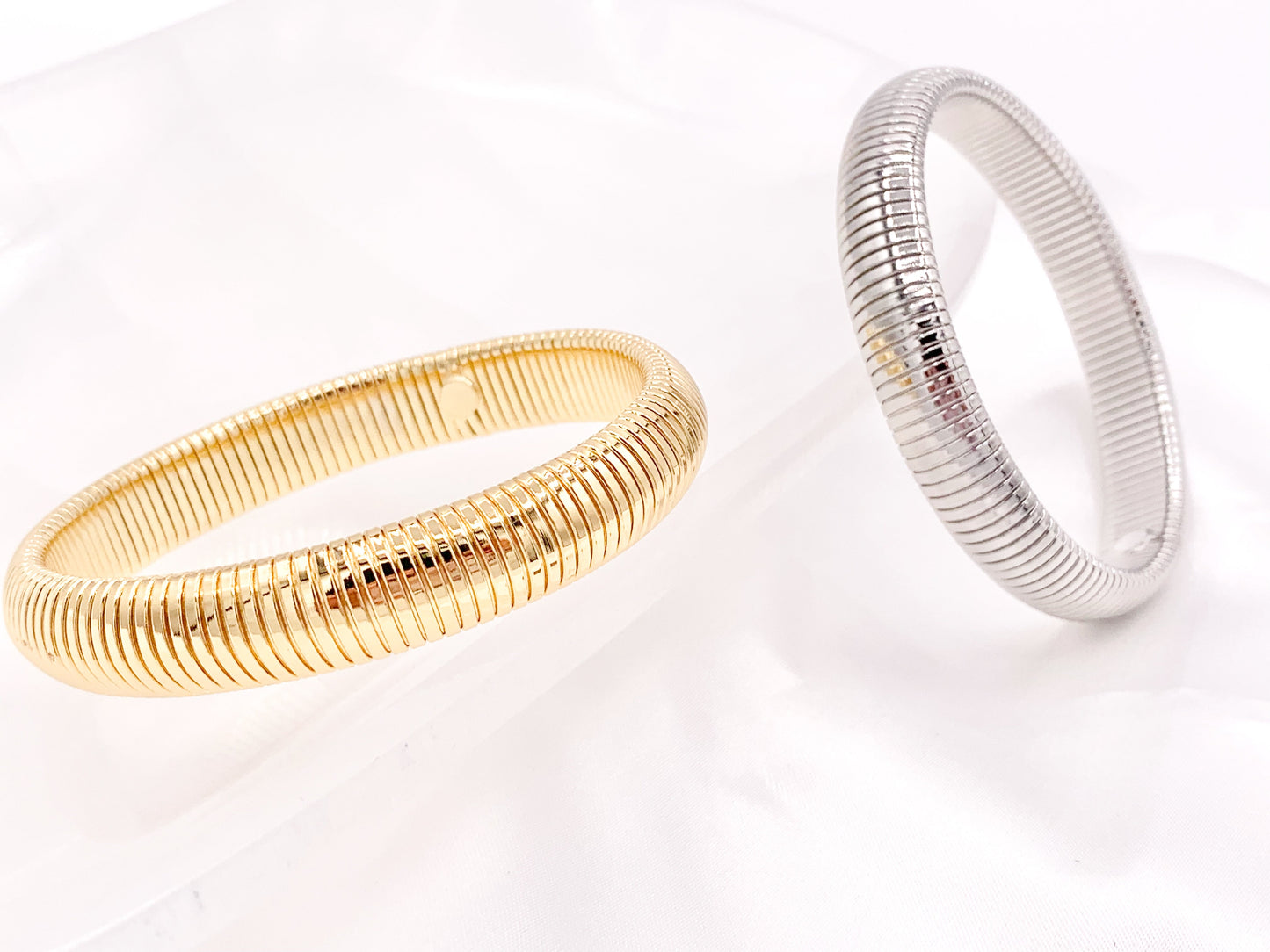 Real Gold/Platinum 18K Plated Copper Stretchy Bracelets 1 pc