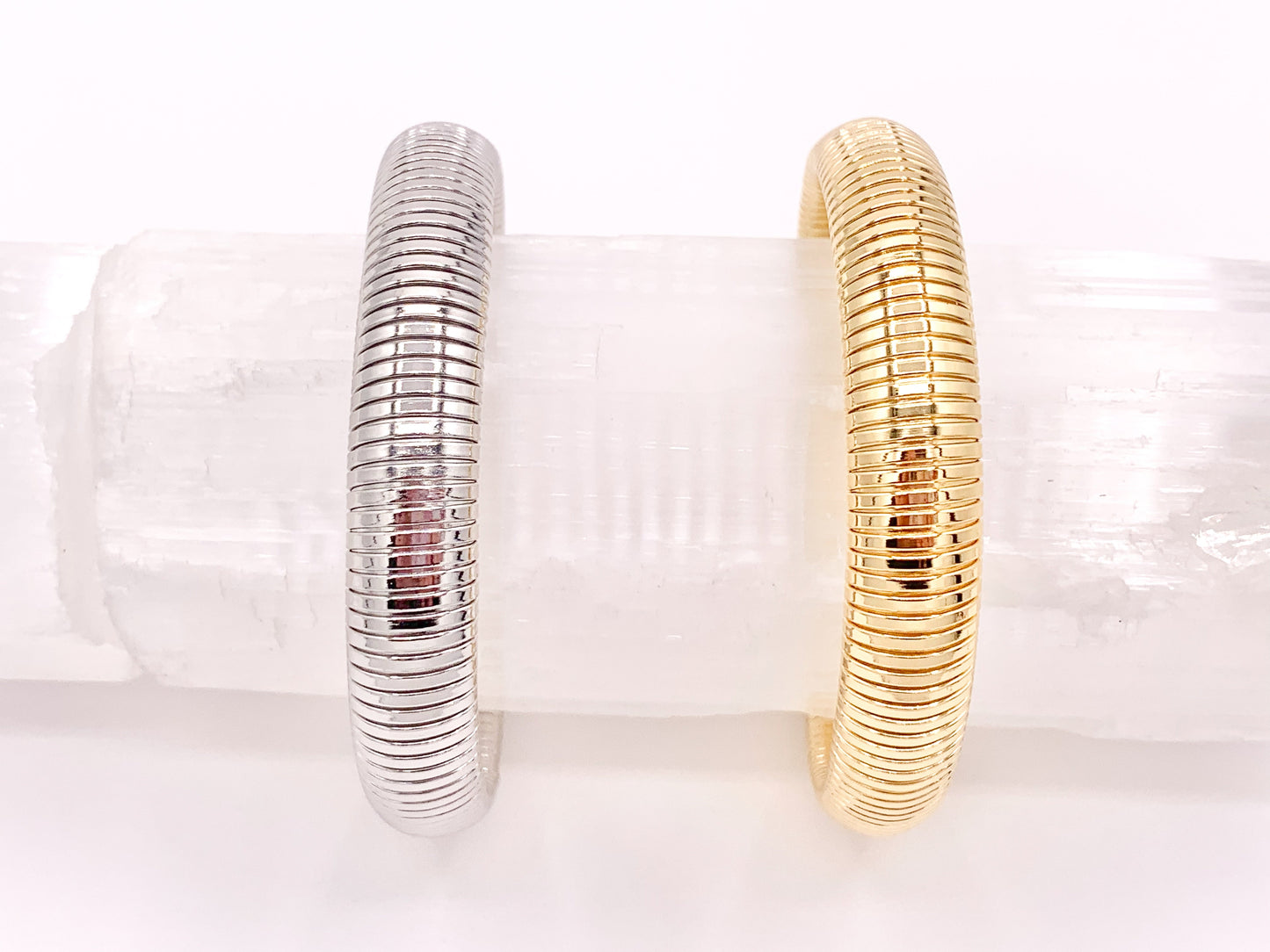 Real Gold/Platinum 18K Plated Copper Stretchy Bracelets 1 pc