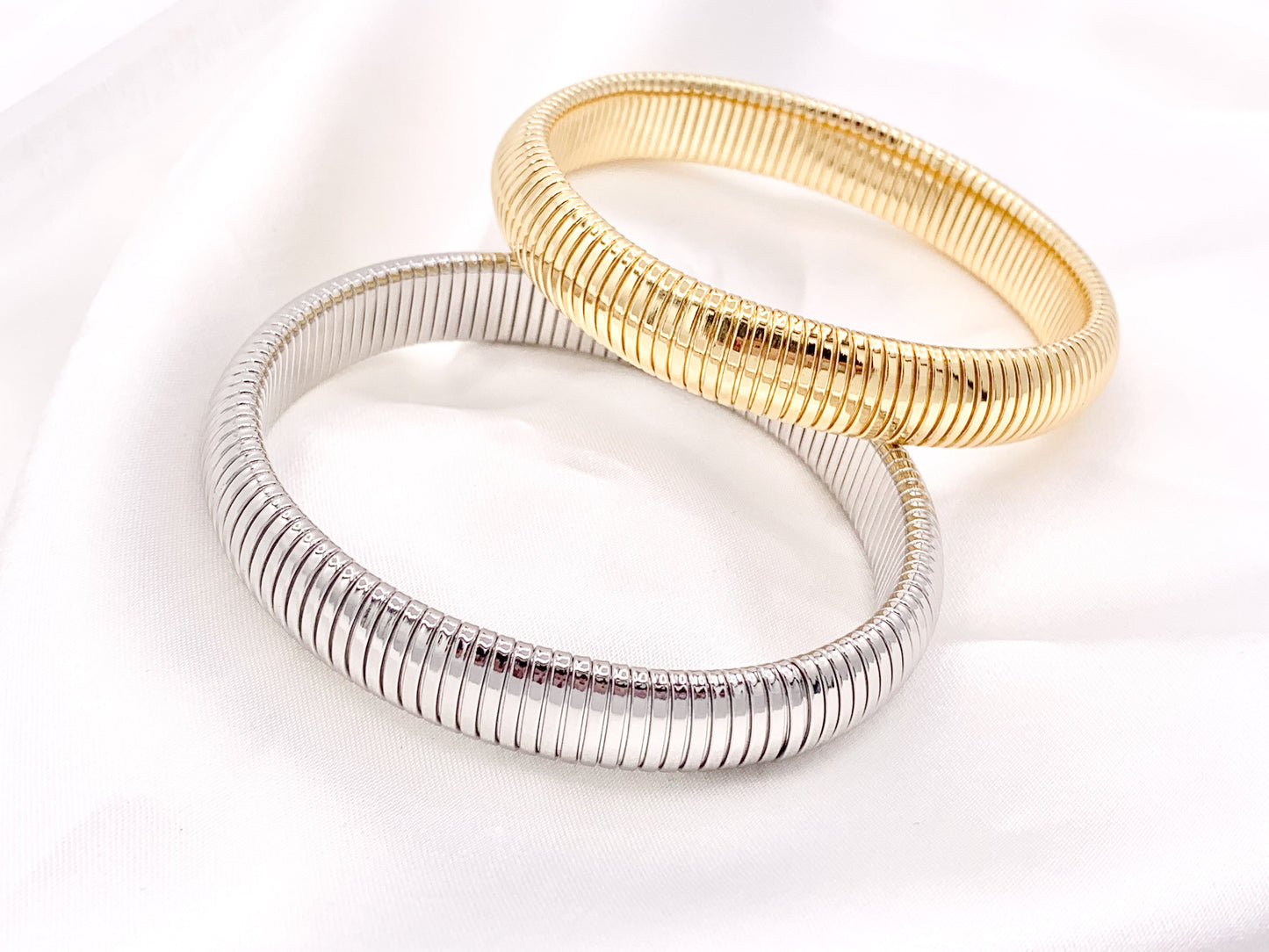 Real Gold/Platinum 18K Plated Copper Stretchy Bracelets 1 pc