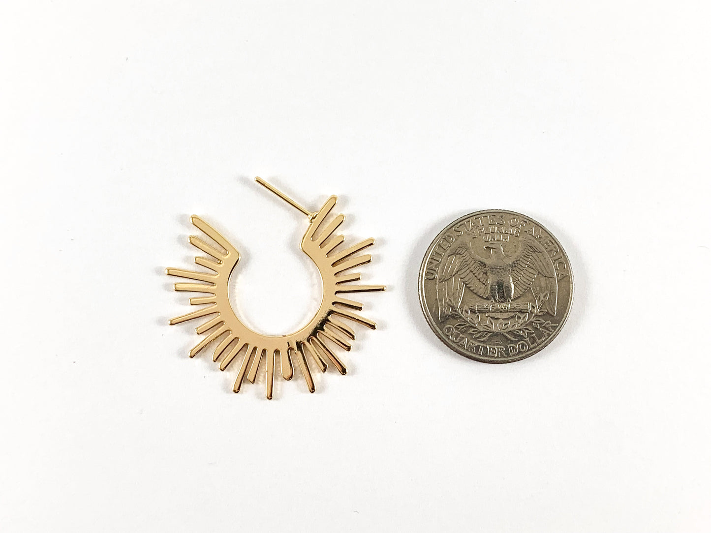 Real 18K Gold Plated Sunburst Radiant Earrings Over Copper 4pairs