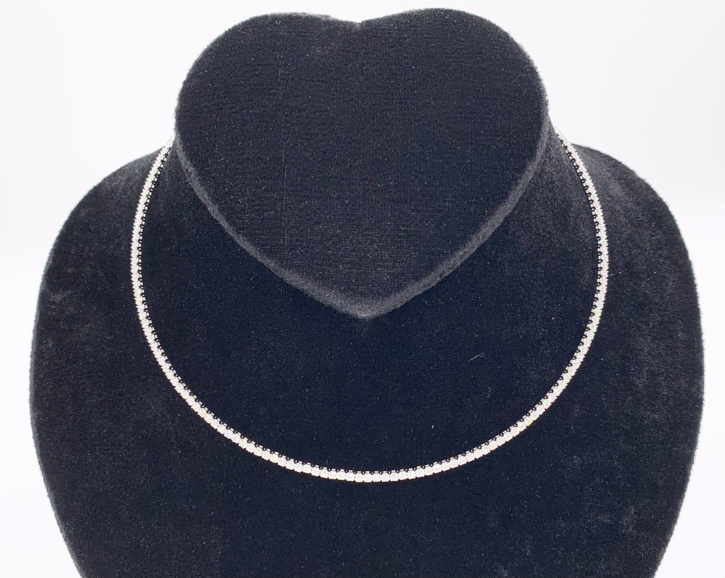 Tennis Choker Delicate Flexible 18K Gold/Platinum Plated Dainty Minimalist Fancy Tennis Choker 2 pcs
