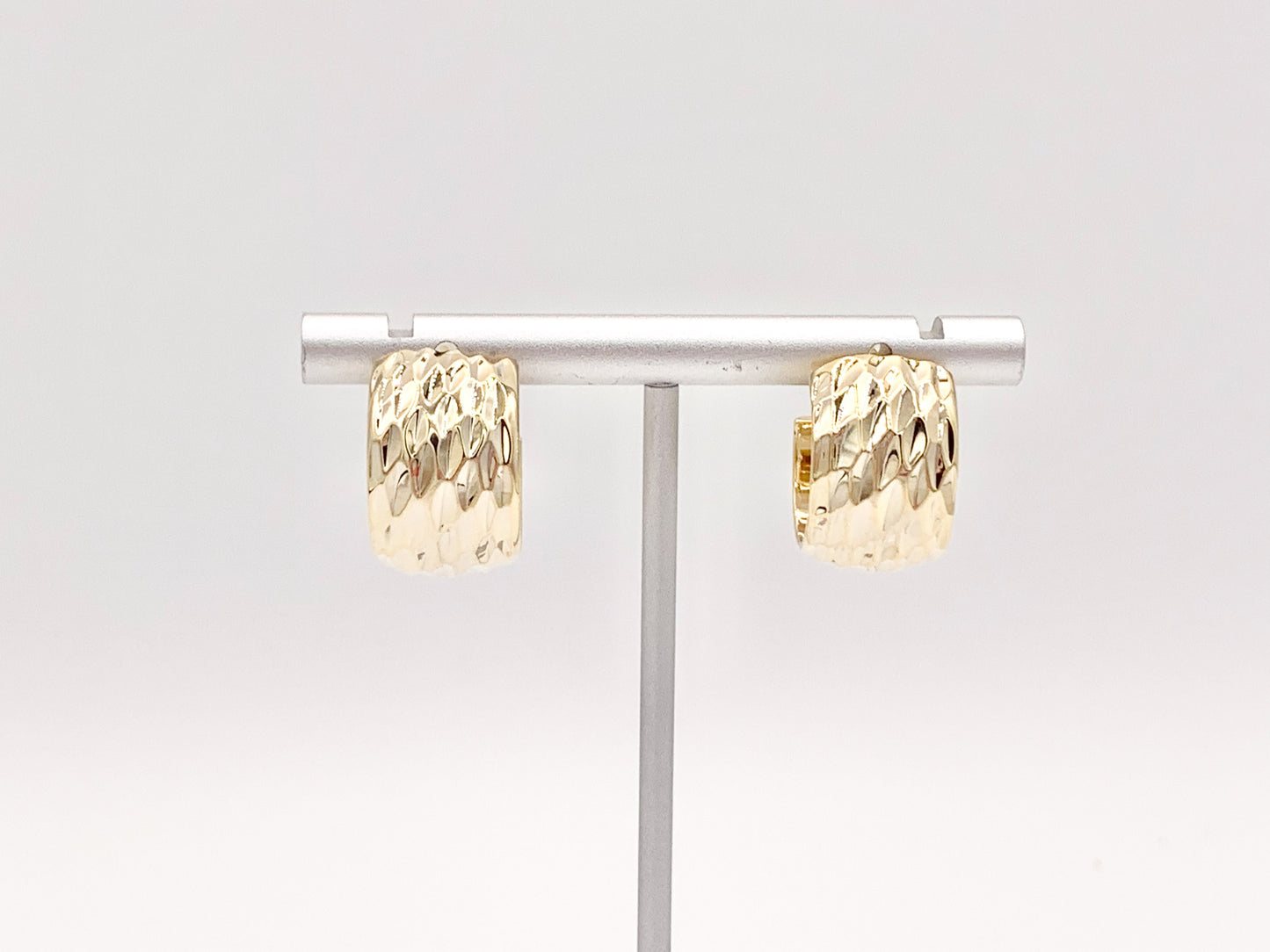 Designed Gold Thick Hoop Huggie Earrings in 18K Gold plated Copper 3 pairs