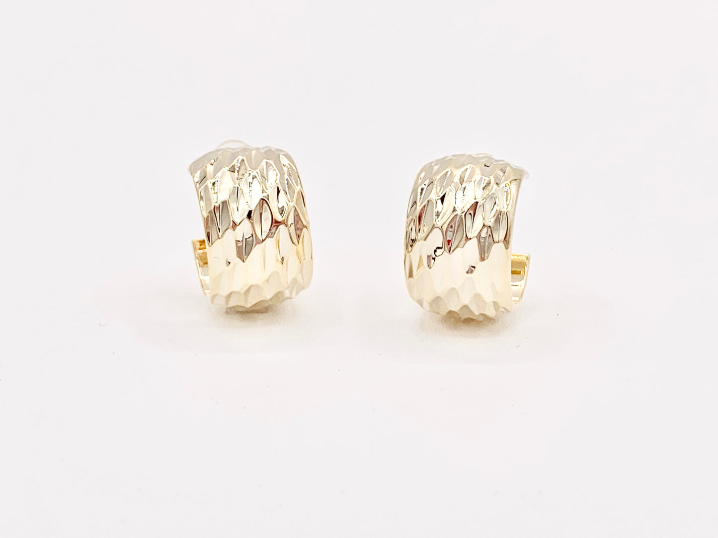 Designed Gold Thick Hoop Huggie Earrings in 18K Gold plated Copper 3 pairs