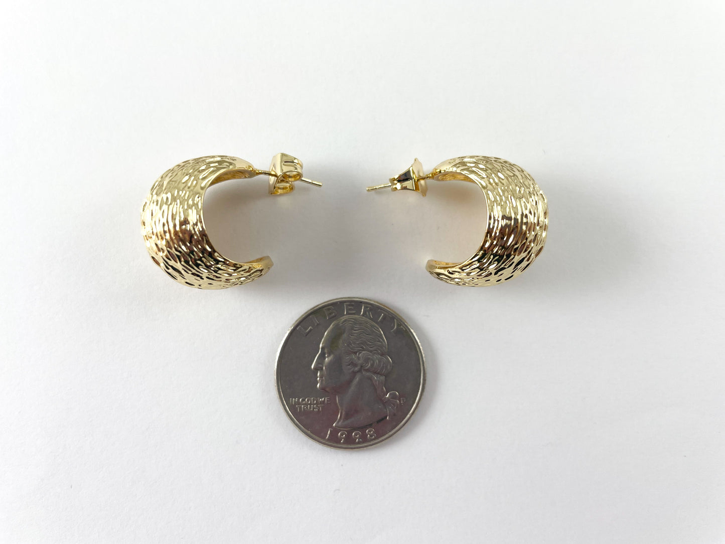 18K Gold or Silver Plated Thick Elegant Earring Huggies over Copper 3 pairs