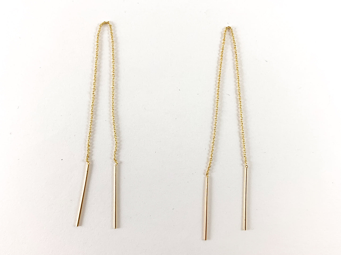 Real 18K Gold Plated Simple Threader Earring Over Copper 4 pairs
