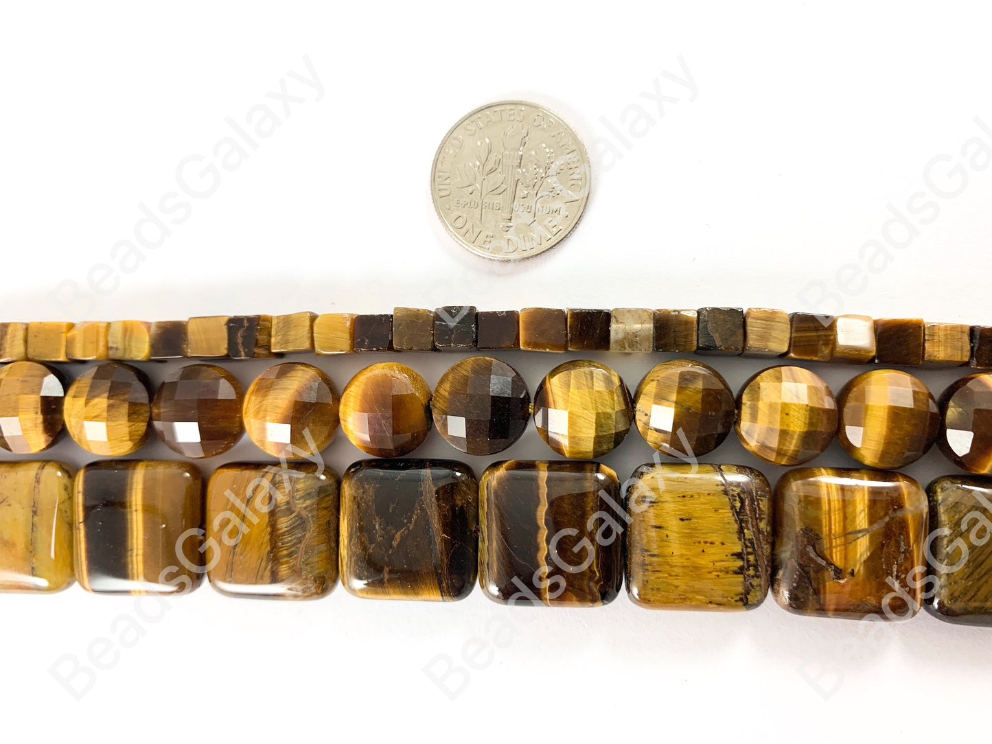 Tiger's Eye Yellow Brown 15x15mm Square 5mm Cube 10mm Coin Faceted Natural Genuine Gemstone Beads Around 14"-15"